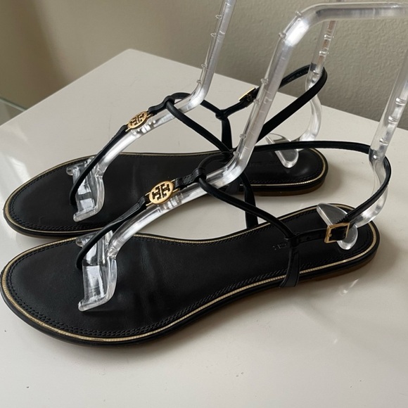 TORY BURCH Emmy  Flat Sandal black size 8 - Picture 5 of 7